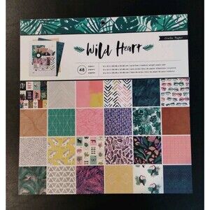 American Crafts Paper Pad, Wild Heart Collection by Crate Paper, 48 Papers - NEW